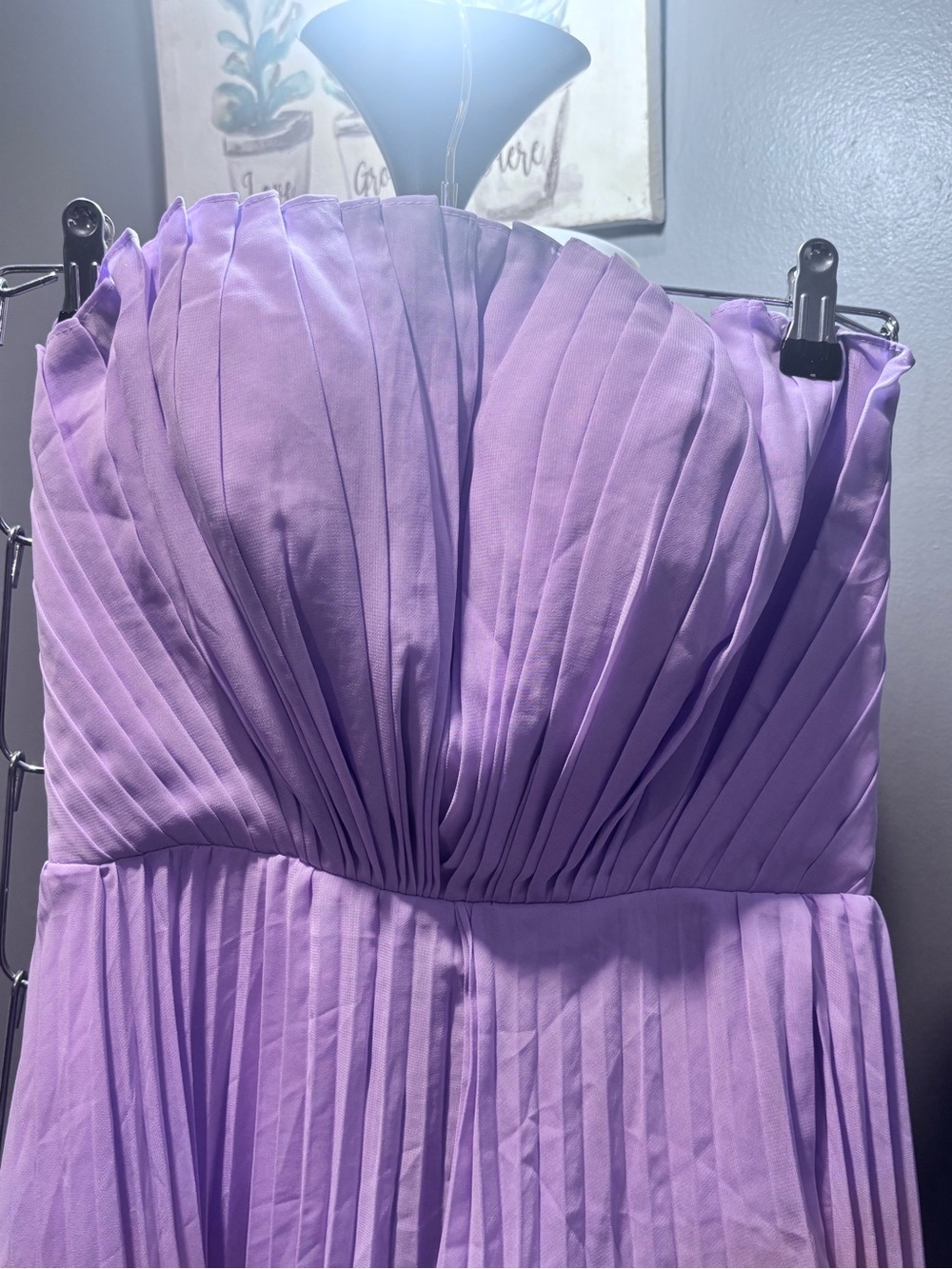 & Other Stories Strapless Pleated Lavender Dress
